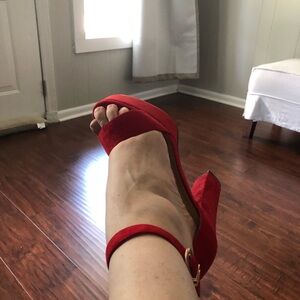 Red suede heels